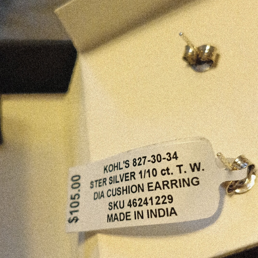 Sterling Silver Diamond Earrings - Picture 3 of 4
